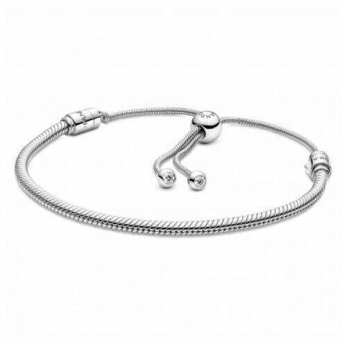 Pandora womens bracelet 599652C01, sterling silver charm bracelet with ball clasp and cubic zirconia, silver-colored