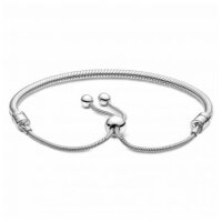 Pandora womens bracelet 599652C01, sterling silver charm bracelet with ball clasp and cubic zirconia, silver-colored