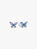 Pandora Ohrstecker Blue Butterfly, silberfarben mit...