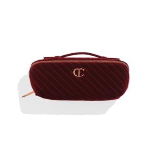 Charlotte Tilbury Kosmetiktasche Organizer Burgunderrot mit 5 Fächern und goldfarbenem Reißverschluss