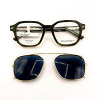 Davidoff DAP144-06 Herren-Sonnenbrille mit 53mm Glasbreite, 18mm Stegbreite, 145mm Bügellänge, Titanelementen und austauschbaren Clip-On-Gläsern