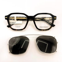 Davidoff DAP144-01 Herren-Sonnenbrille, 53mm Glasbreite, 18mm Stegbreite, 145mm Bügellänge, Titan mit Sonnenclip, Schwarz/Braun