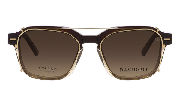 Davidoff DAP144-02 Herren-Sonnenbrille, Titanrahmen mit Sonnenclip, 53mm Glasbreite, Transparent Braun, Golden