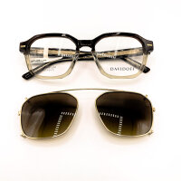 Davidoff DAP144-02 Herren-Sonnenbrille, Titanrahmen mit Sonnenclip, 53mm Glasbreite, Transparent Braun, Golden