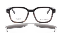 Davidoff DAP144-03 Herren-Sonnenbrille, 53mm Glas, 18mm Steg, 145mm Bügel, Titanrahmen, Sonnenclip, Schwarz/Grau Transparent