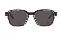 Davidoff DAP144-03 Herren-Sonnenbrille, 53mm Glas, 18mm Steg, 145mm Bügel, Titanrahmen, Sonnenclip, Schwarz/Grau Transparent