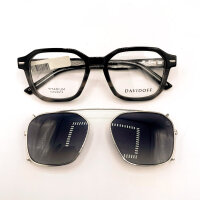 Davidoff DAP144-03 Herren-Sonnenbrille, 53mm Glas, 18mm Steg, 145mm Bügel, Titanrahmen, Sonnenclip, Schwarz/Grau Transparent