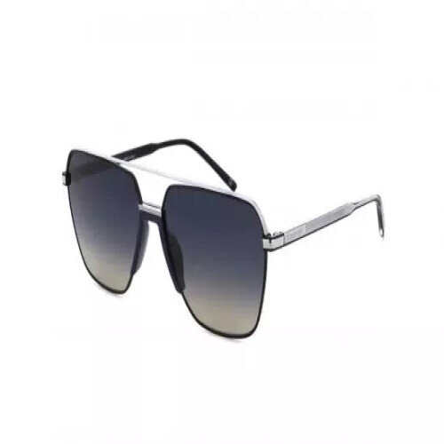 Davidoff DATS108-03R Herren-Sonnenbrille, Pilot Double Bridge, silber-schwarzer Rahmen, graue Verlaufsgläser, 59mm Glasbreite
