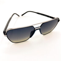 Davidoff DATS108-03R Herren-Sonnenbrille, Pilot Double Bridge, silber-schwarzer Rahmen, graue Verlaufsgläser, 59mm Glasbreite