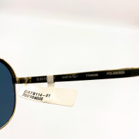 Davidoff DATS114-01 Mens Sunglasses, Titanium, Polarized Blue Lenses, Pilot Double Bridge, Gold and Black Frame, 59mm Lens Width