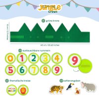 BONNYCO Jungle Animal Birthday Crown, Felt Crown for Children, with Interchangeable Numbers 0-9, Animal Motifs, Adjustable