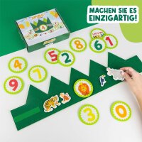 BONNYCO Jungle Animal Birthday Crown, Felt Crown for Children, with Interchangeable Numbers 0-9, Animal Motifs, Adjustable