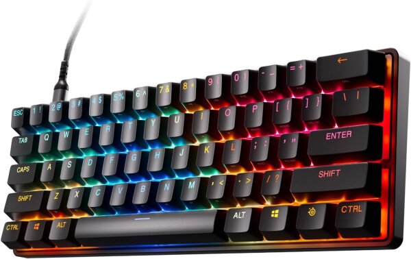 SteelSeries Apex Pro Mini Gen 3 Gaming-Tastatur, 60%, US QWERTY, RGB, USB-C, OmniPoint 3.0 Hall-Effekt, Rapid Trigger, Schwarz