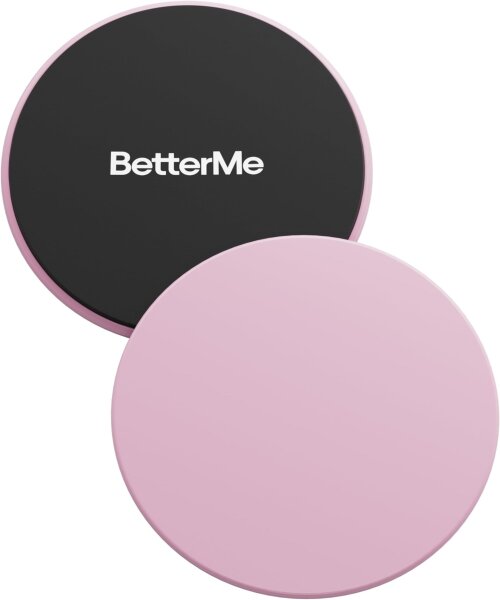 BetterMe Pilates Sliders, 2er Set, doppelseitig, Trainings-Gleiter für Core-, Bauch- & Ganzkörpertraining, rutschfest, pink