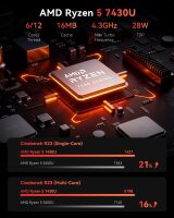 NiPoGi E3B Mini PC, Ryzen 5 7430U, 16GB RAM, 512GB SSD, Windows 11 Pro, WiFi 6, BT 5.2, 4K Triple Display, VESA-Halterung