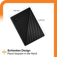 WD My Passport 2TB externe HDD, 2,5", USB 3.0, Passwortschutz, Backup-Software, Schwarz, WDBYVG0020BBK-WESN