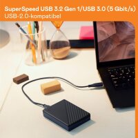 WD My Passport 2TB externe HDD, 2,5", USB 3.0, Passwortschutz, Backup-Software, Schwarz, WDBYVG0020BBK-WESN