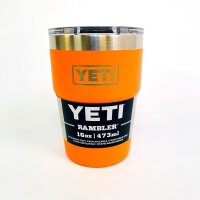 YETI Rambler 473 ml mug, King Crab Orange, stainless steel, stackable, MagSlider lid, dishwasher safe