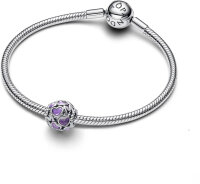 Pandora Moments 793772C01 Charm, Sterling Silver, Purple Heart, "Mum" lettering, Open, Pendant for Moments Bracelets