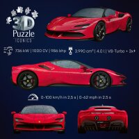 Ravensburger 12008041, 3D Puzzle Ferrari SF90 Stradale, 108 Teile, Modellauto, 25,1x12,8cm, Level 5, ab 8 Jahren