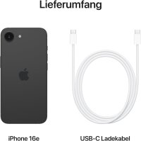 Apple iPhone 16e, 128 GB, Smartphone, 6,1" Super Retina XDR, A18 Chip, 48 MP Kamera, Apple Intelligence, Schwarz, Neu
