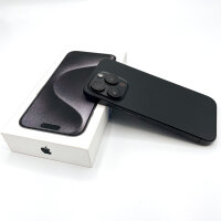 Apple iPhone 15 Pro 256GB, Modell MTV13ZD/A, Schwarz Titan, 88% Akku, mit Originalverpackung und Ladekabel
