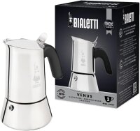Bialetti Venus Espressokocher 2 Tassen (85 ml), Edelstahl, silber, Mokakanne, induktionsgeeignet