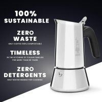 Bialetti Venus Espressokocher 2 Tassen (85 ml), Edelstahl, silber, Mokakanne, induktionsgeeignet