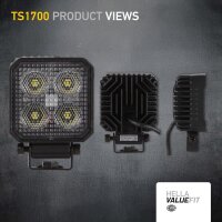 Hella Valuefit TS1700 LED work light, 24W, 1700lm, 10–30V, IP67/IP6K9K, 5700K, 800mm cable