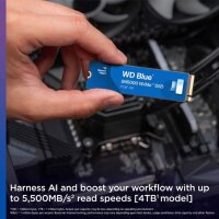 WD Blue SN5000 4TB NVMe SSD, M.2 2280, PCIe 4.0, up to 5,500 MB/s read/write