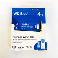 WD Blue SN5000 4TB NVMe SSD, M.2 2280, PCIe 4.0, up to 5,500 MB/s read/write