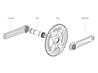 ROTOR ALDHU 24 mm crankshaft, road bike axle, OCP mount, spare part, silver, model C02-108-98010-0