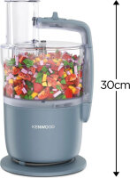 Kenwood MultiPro Go FDP22.130GY Kompakt-Küchenmaschine, 550 W, 1,3 l, Schneiden, Reiben, Pürieren, Teigkneten, 360°-Bedienung, Zubehör, Grau