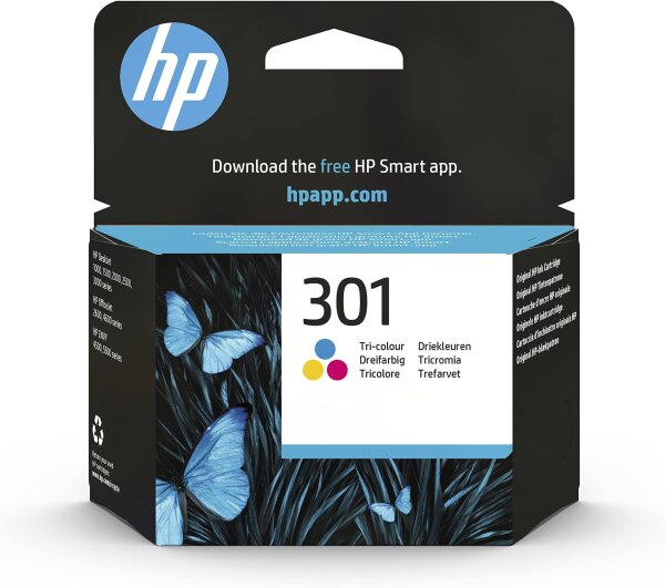 HP 301 Dreifarben-Tintenpatrone für DeskJet, ENVY & OfficeJet Drucker, Cyan, Magenta, Gelb, kompatibel mit Modellen 1000–3050A, 4500/5530, 2620/4630