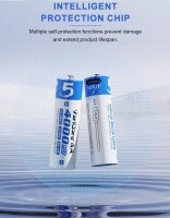Varicore VC-4000T Li-ion battery AA 1.5 V 4000 mWh USB-C rechargeable 2 pieces with charging cable up to 1200 charging cycles