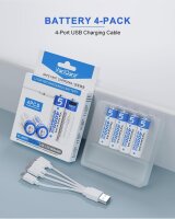 VariCore VC-4000T Li-ion batteries AA 1.5 V 4000 mWh 4-pack with USB-C fast charging up to 1200 cycles incl. charging cable