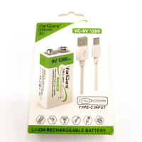 Varicore VC-9V Li-Ion battery 9V 1200mAh rechargeable with USB-C quick charge function