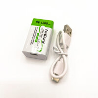 Varicore VC-9V Li-Ion battery 9V 1200mAh rechargeable with USB-C quick charge function