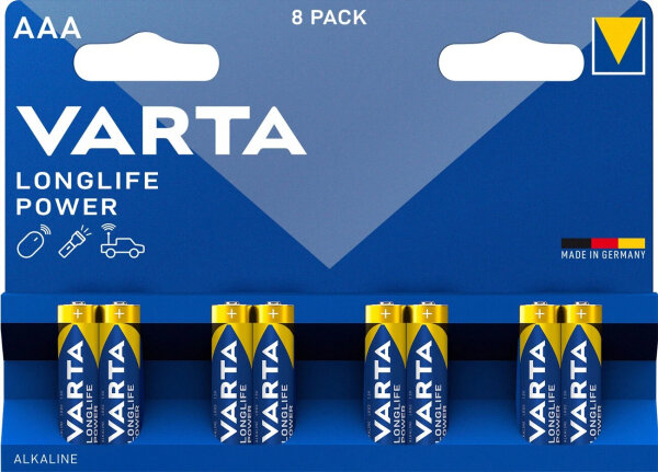 VARTA Longlife Power AAA LR03 Alkaline Batteries 1.5V 1.5A 8-Pack Long-lasting Energy