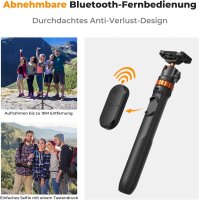 K&F Concept MS-08 Selfie-Stick-Stativ 2-in-1, 158 cm, Handyhalterung, kompatibel mit iPhone & Android, schwarz/orange