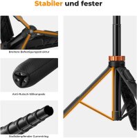 K&F Concept MS-08 Selfie-Stick-Stativ 2-in-1, 158 cm, Handyhalterung, kompatibel mit iPhone & Android, schwarz/orange