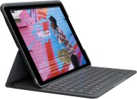 Logitech Slim Folio Bluetooth Keyboard Case 920-009474 for iPad 7th/8th/9th Gen., QWERTY, German, Apple Pencil Holder, Black