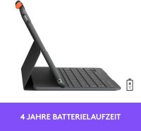 Logitech Slim Folio Bluetooth Keyboard Case 920-009474 for iPad 7th/8th/9th Gen., QWERTY, German, Apple Pencil Holder, Black