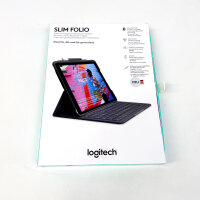 Logitech Slim Folio Bluetooth Keyboard Case 920-009474 for iPad 7th/8th/9th Gen., QWERTY, German, Apple Pencil Holder, Black