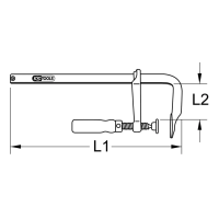 KS Tools 145.0228 Stahlschraubzwinge mit langem Steckschlüssel, Mutternschlüssel, roter Griff, robuste Metallausführung