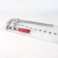 KS Tools 145.0228 Stahlschraubzwinge mit langem Steckschlüssel, Mutternschlüssel, roter Griff, robuste Metallausführung