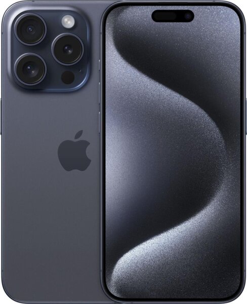 Apple iPhone 15 Pro, 128GB, Model MTV03ZD/A A3102, Titanium Blue, 89% battery, slight stains on the back