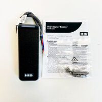HID Signo 20NKS-00-000000 Smart Card Leser, 125 kHz, Seos/iClass/DESFire, 10,8–13,8V DC, 65mA, Schwarz, 45×121,5×19,5mm, Pigtail, Standard Profil