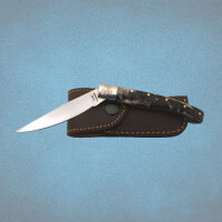 Saddi Pattada Outdoor-Messer, Lederscheide, dunkler Horngriff, handgefertigt, scharfe Klinge, robustes Design