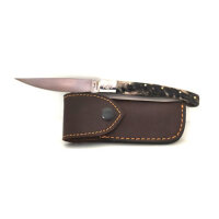 Saddi Pattada Outdoor-Messer, Lederscheide, dunkler Horngriff, handgefertigt, scharfe Klinge, robustes Design